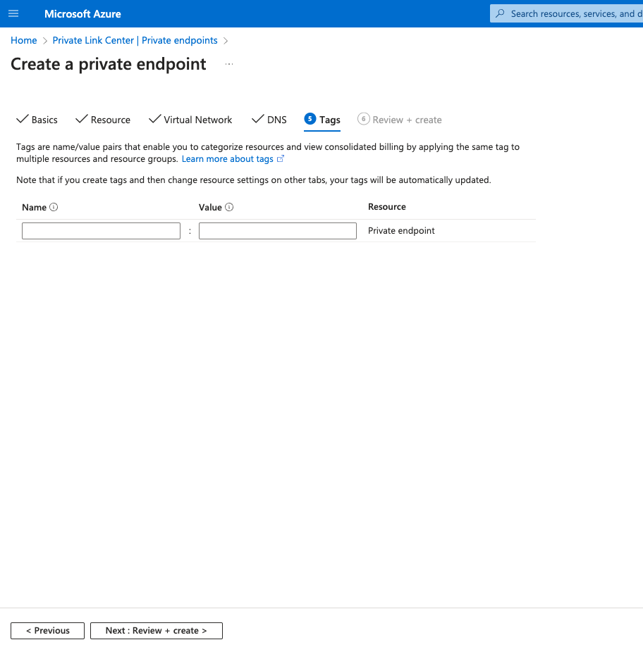 Private Endpoint Tags